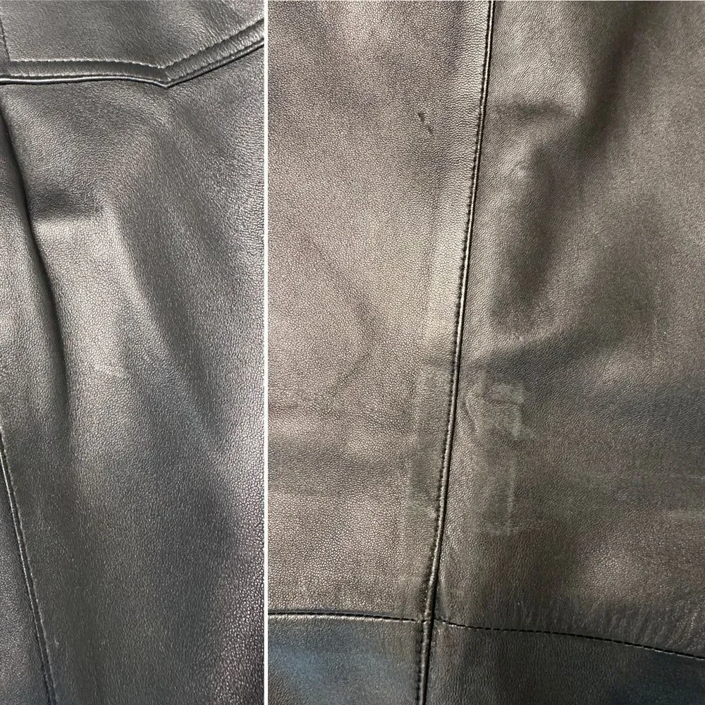 Vintage 90s Maglia Black Leather Pants High-Waisted Straight-Leg USA Made Sz 8 - Picture 8 of 11